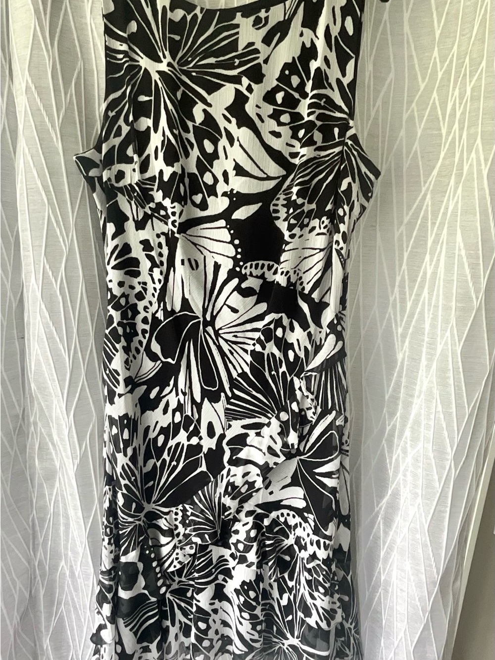DKNY Black and White Floral Maxi Dress